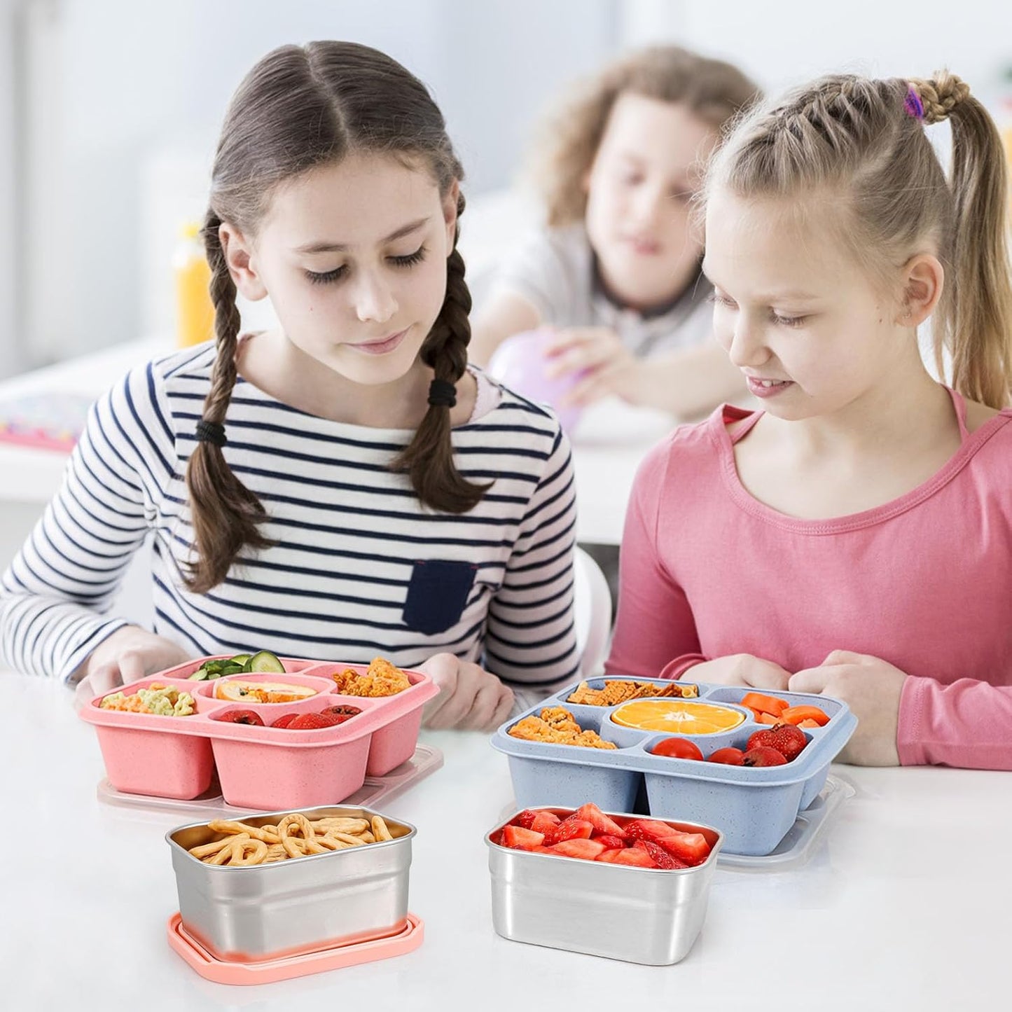 Caperci 25oz Stainless Steel Food Containers, 3-Pack Bento Lunch Box with Silicone Lids, Leak-Proof Reusable Meal Prep Container for Sandwiches & Snacks, BPA-Free (720ML)