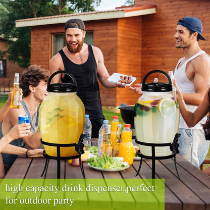 Havawish 2 Pack 1.16 Gallon Drink Beverage Dispenser with Stand for Parties Plastic Water Lemonade Juice Dispenser with Spigot and Lid for Countertop Weddings(Gold)
