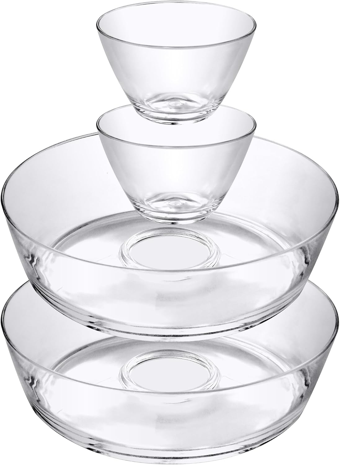 Amazing Abby - Charlie - Plastic Chip and Dip Bowl, Clear Serving Platter, Unbreakable Party Appetizer Tray, BPA-Free, Dishwasher-Safe, Great for Chips, Salsa, Veggies, Snacks, and More