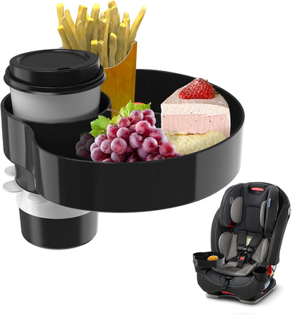 [2 Packs Blue & Pink] Kids Car Seat Tray, Travel Tray with Cup Holder for Toddler Baby, Kids Car Seat Food Snack Organizer for Road Trip, Stroller snack Organizer Travel Must Haves Toddler Must Haves