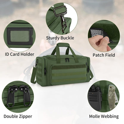Tactical Pistol Range Bag, Gun Range Bag for Handguns, Shooting Duffle Range Pistol Bag with 6X Magazine Slots, Extra Pockets for Ammo and Essentials