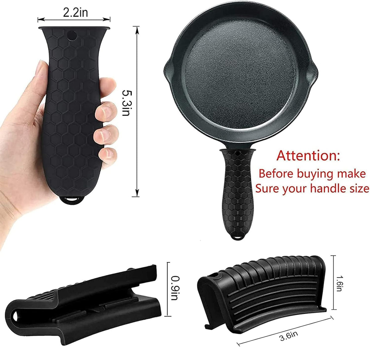 4 Pcs Non-Slip Silicone Hot Handle Holder & Assist Grips, Potholder for Cast Iron Skillets, Heat Resistant Handle Cover Sleeve for Frying Pans, Casserole, Cookware Handles, Lake Blue