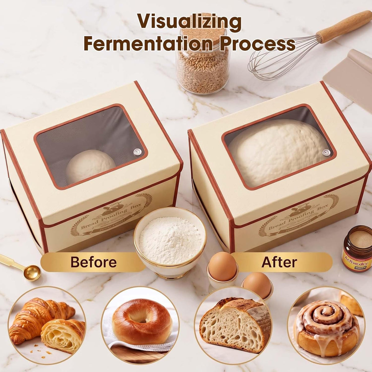 MQUPIN Folding Bread Proofing Box with 68-131℉ Temp Control for Sourdough