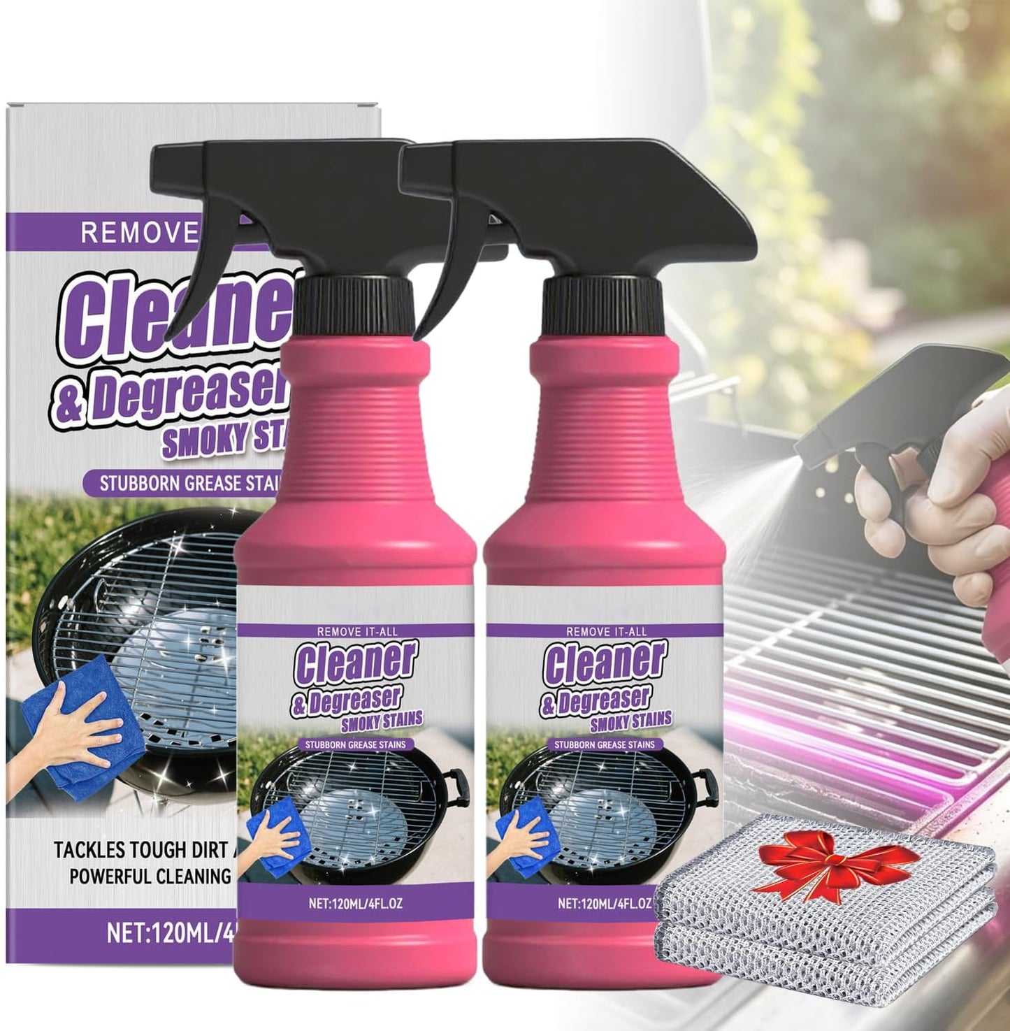 Fast-Acting Heavy-Duty Grill Degreaser Spray, 2026 New Heavy Duty BBQ Grill Degreaser, All Purpose BBQ Grill Cleaner for Burnt Food & Grease (1, 4FL)