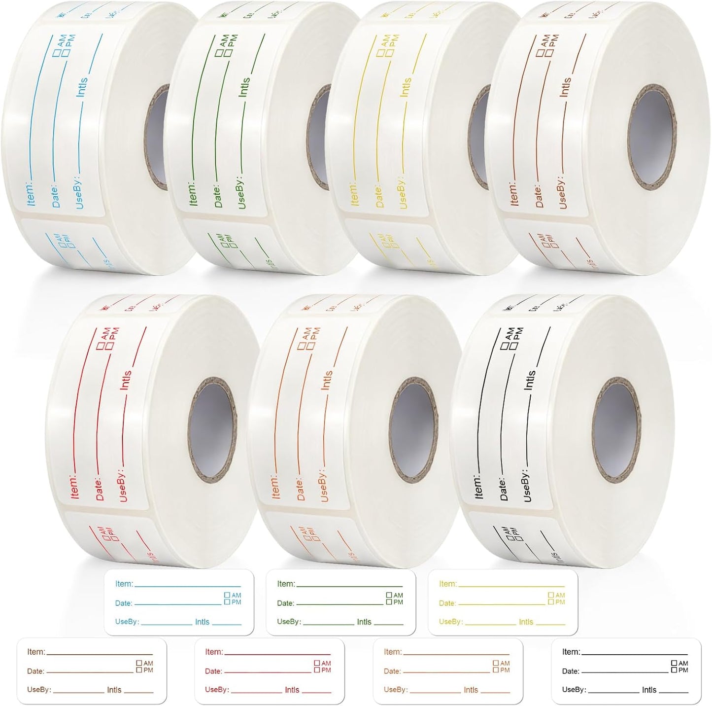 Sayglossy 7000 Pcs Day of Week Label Food Label Monday Through Sunday Management Inventory Sticker Removable Weekly Self Adhesive Date Dot Sticker for Restaurant Kitchen Container (Square)