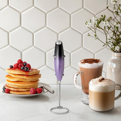Zulay Kitchen Rechargeable Milk Frother Handheld - Frother Wand, Drink Mixer, Electric Whisk Frother, for Cappuccinos, Matcha & Protein Powder - Dynamic 3 Whisk, 3 Speed 500mAh Black - Colors D
