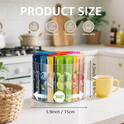2 Pack Lazy Susan Organizer, 9 inch Rotating Storage Organizer with 4 Removable Bins, Lazy Susan Turntable Organizer for Fridge, Kitchen, Vanity, Cabinet