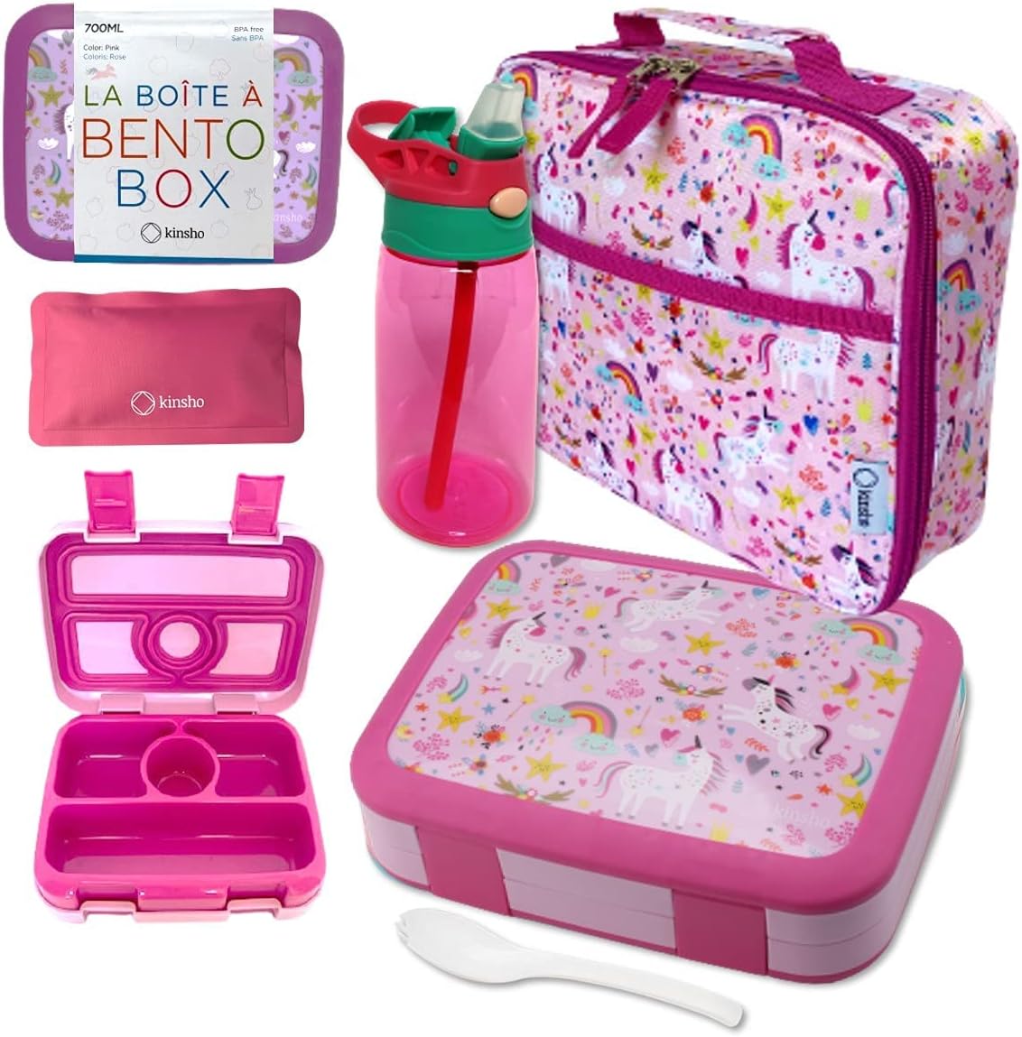 Kids Lunch Box - Bento Box for Boys Toddler Daycare, 4 Portion Sections with Lid, Snack Container Pre-School Kid Lunches Toddlers Removable Tray BPA Free, 3+ Years Old, Blue Rocket Dinosaur