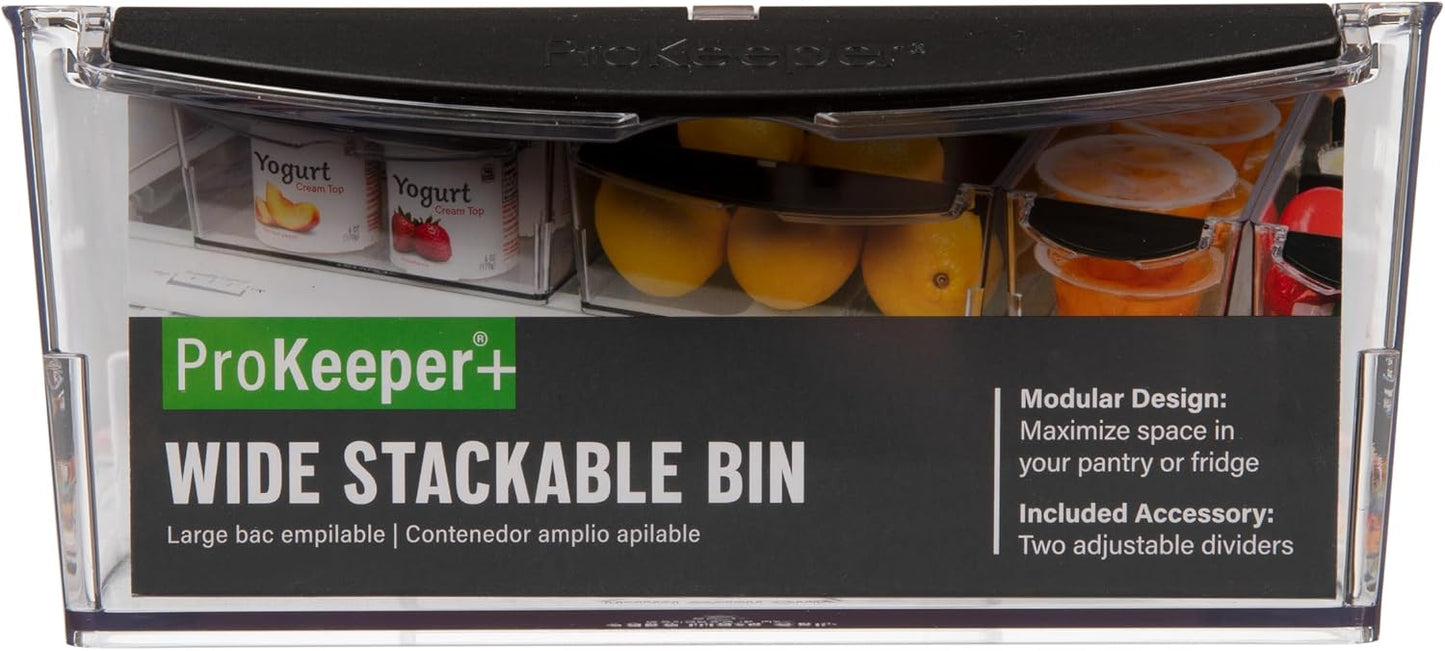 Progressive ProKeeper+ Pantry & Refrigerator Storage Containers – Modular Bins and Organizers (Narrow Stackable Bin, 16.1"L x 4.0"W x 3.6"H)