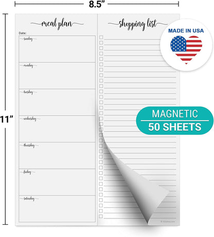 321done Magnetic Weekly Meal Plan Shopping Checklist Notepad - Tear-Off 50 Sheets, 5.5x8.5 - Undated, Sunday to Saturday To-Do List Planner, Schedule Weekly Desk Pad, Weekday Planning Notepad - Made in USA