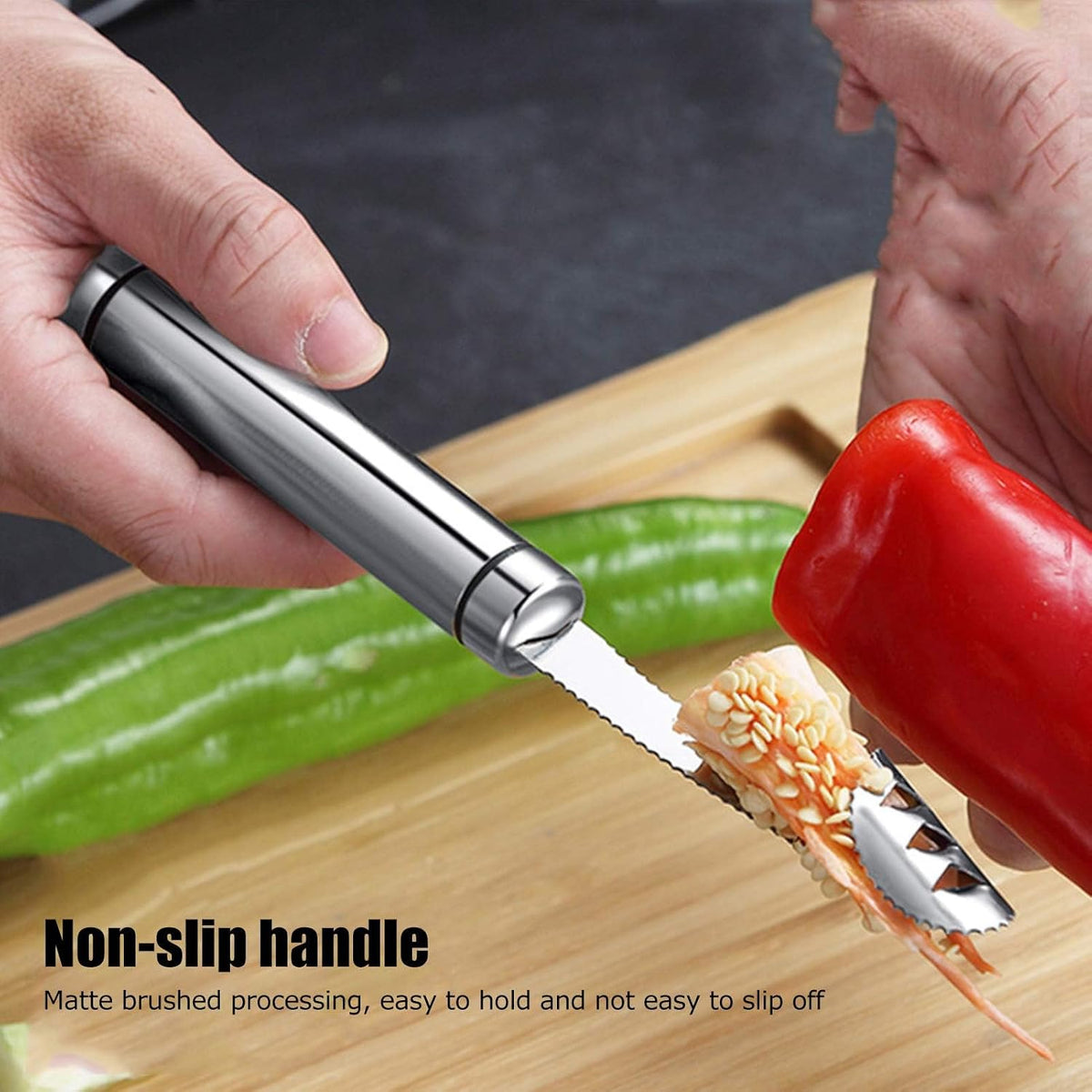 Jalapeno Corer,2PCS Cucumber Corer Jalapeno Corer Tool Rubber Handle