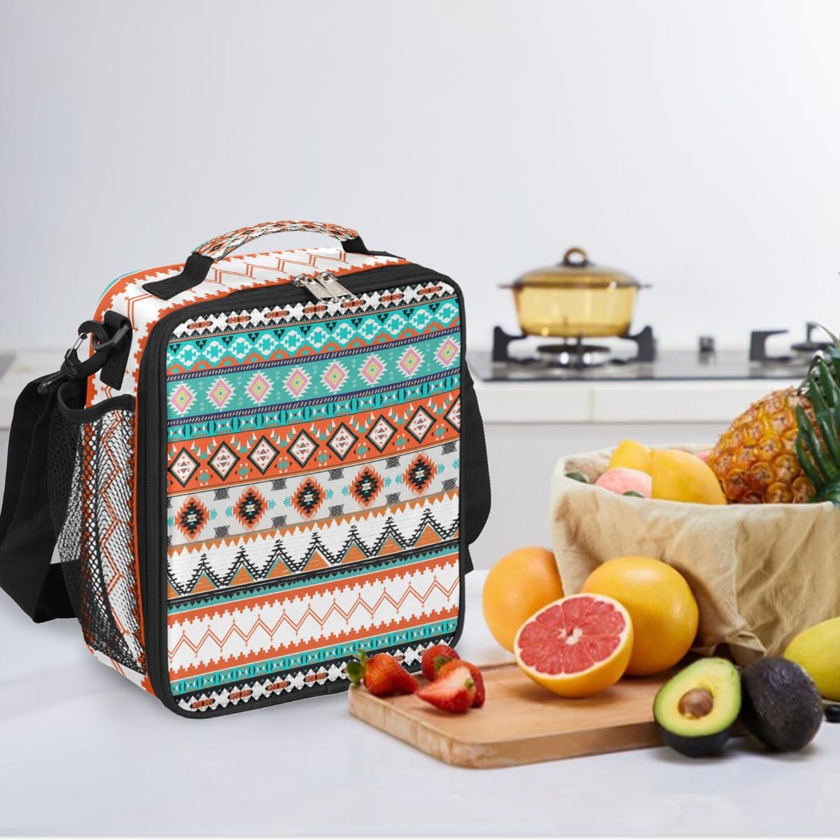 cfpolar Skull Skateboard Lunch Box for Boys Girls, Insulated Lunch Bags for Kids Reusable Mini Cooler Lunch Tote Lunchbox Thermal Meal Tote Kit with Shoulder Strap for Work School Picnic