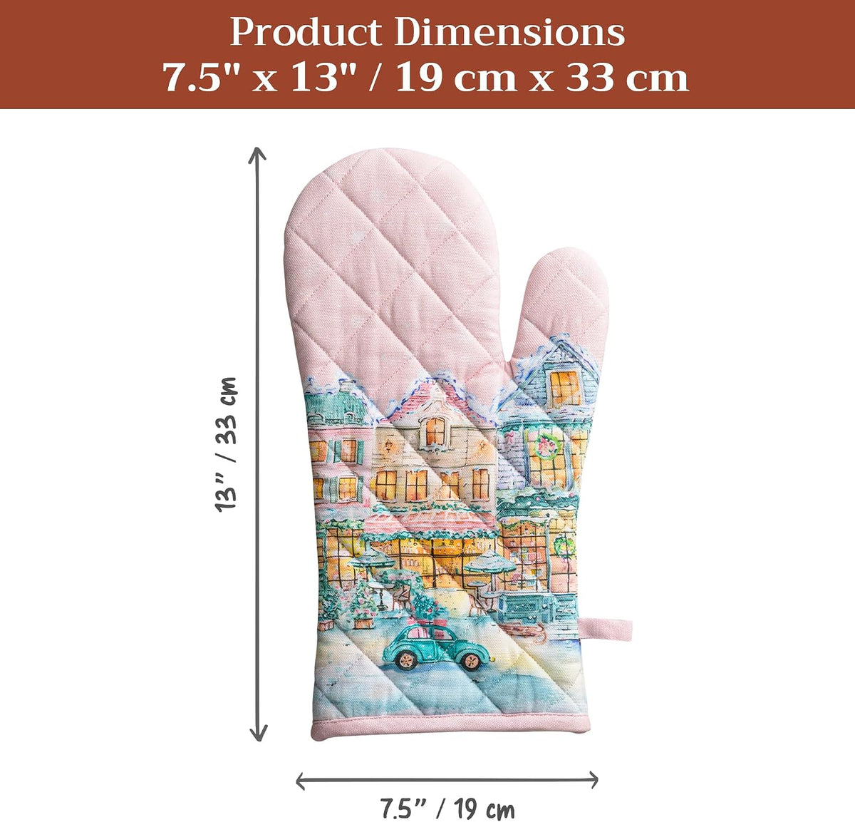 Maison d' Hermine 100% Cotton Oven Mitt & Pot Holder Set (7.5"x13" & 8"x8") - Colors C