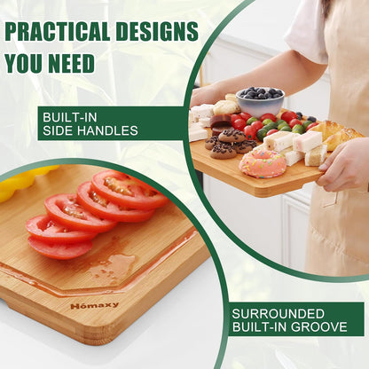 Homaxy Extra Large Bamboo Cutting Boards for Kitchen, 18x12.5" Wood XL Cutting Board with Juice Groove, Butcher Block Wooden Chopping Board for Kitchen, Meat, Cheese, Fruit & Vegetables - Pre Oiled