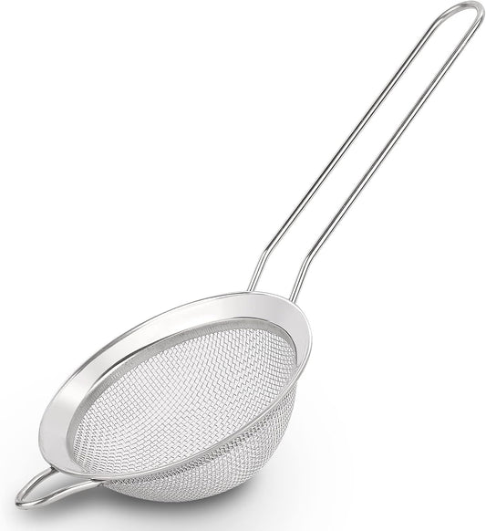 D Fine Mesh Strainer, Stainless Steel Sieve Sifter with Handle, 4-Inch