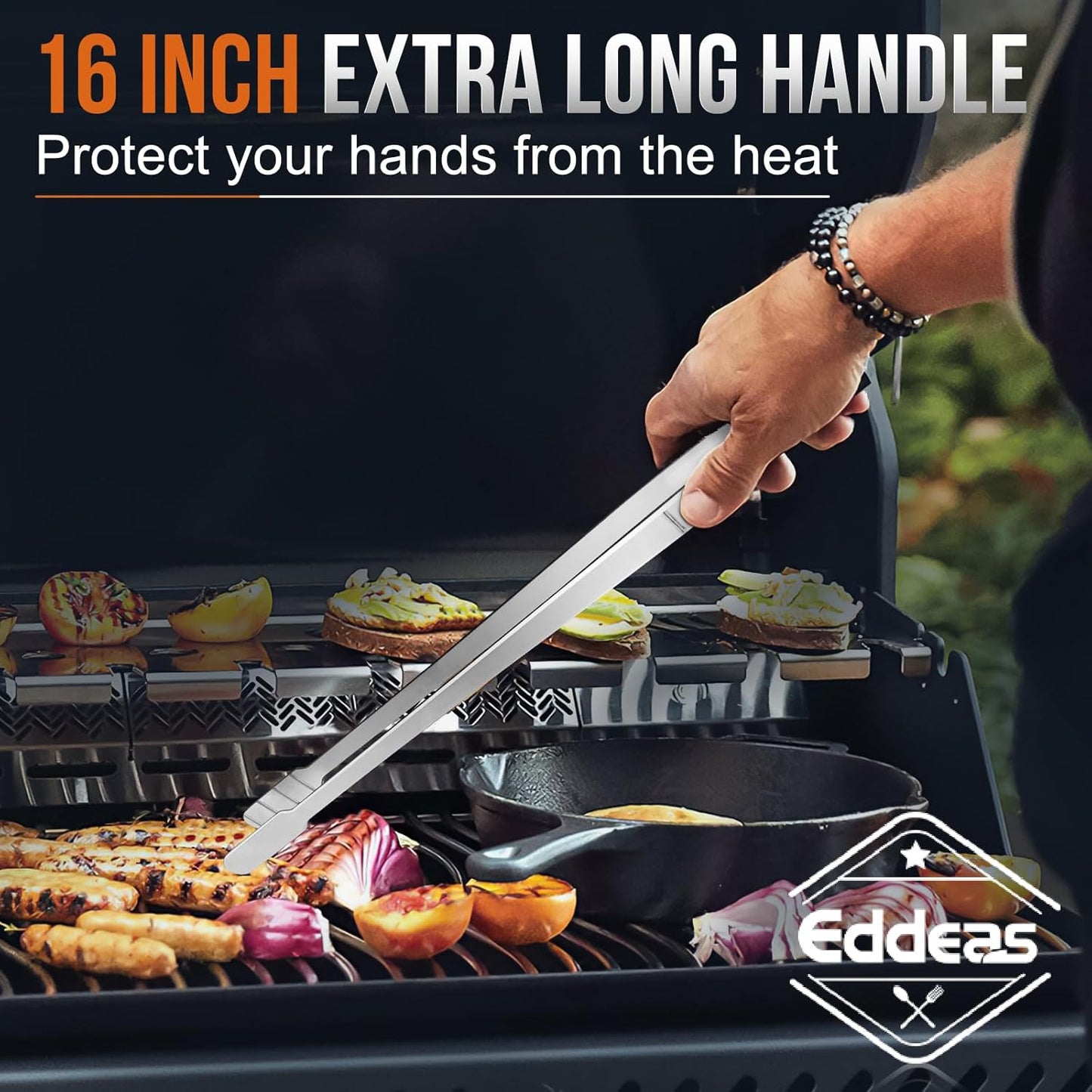 Eddeas Kitchen Tweezers Tongs, Cooking Tweezers Stainless Steel - 3 Size 12'' 10'' & 8 inch Ideal for Meat, pasta, plating and pinching delicate small pieces of food, Set of 3