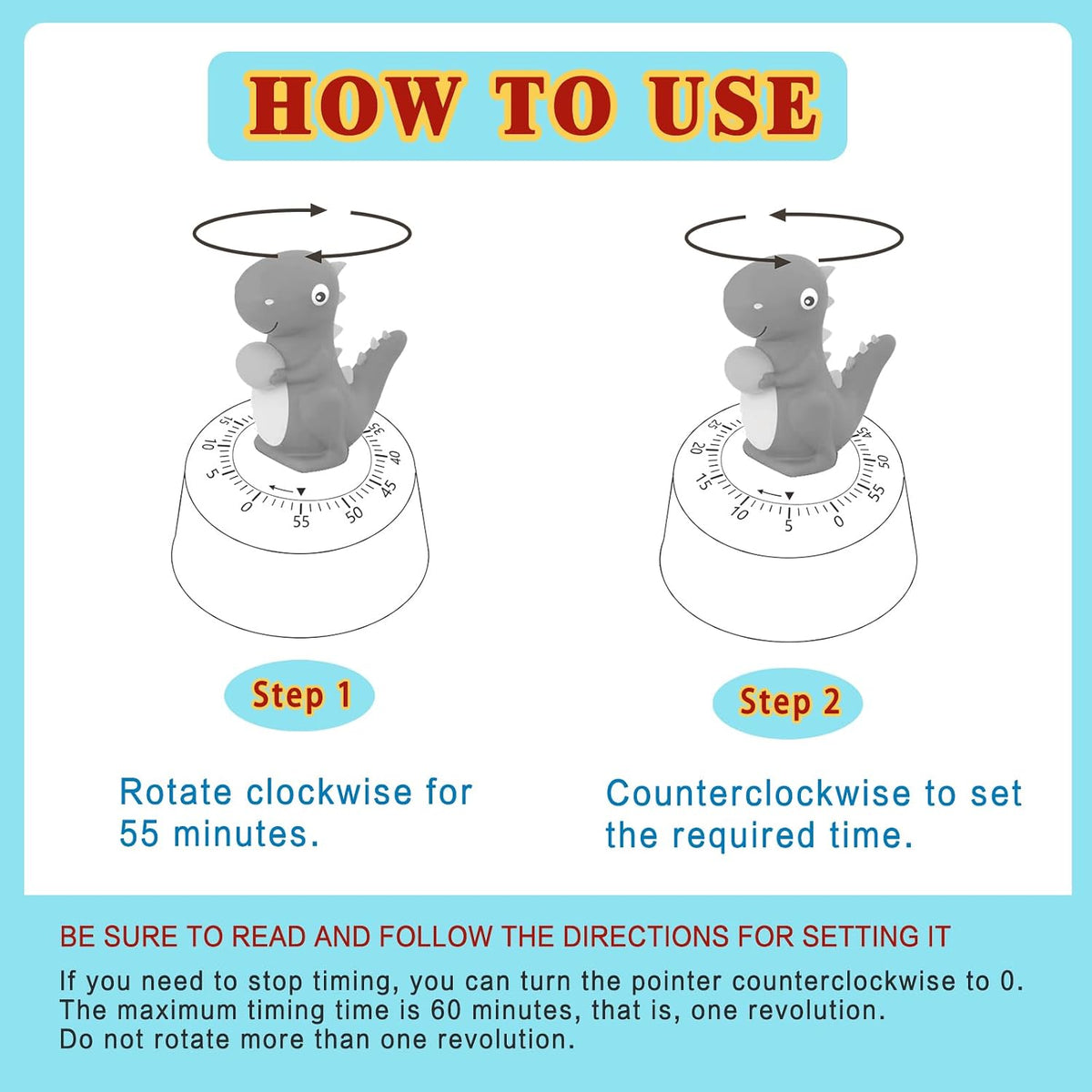 ELE DEPI Mechanical Kitchen Timer for Kids,Wind Up Egg Timer for Cooking.
