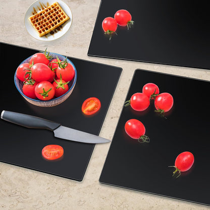 LANGBOHOS Tempered Glass Cutting Boards for Kitchen,Clear Cutting Board for Countertop,Non-slip Chopping Board,Table protection, Heat Resistant, Shatter Resistant (Clear, Set of 4)