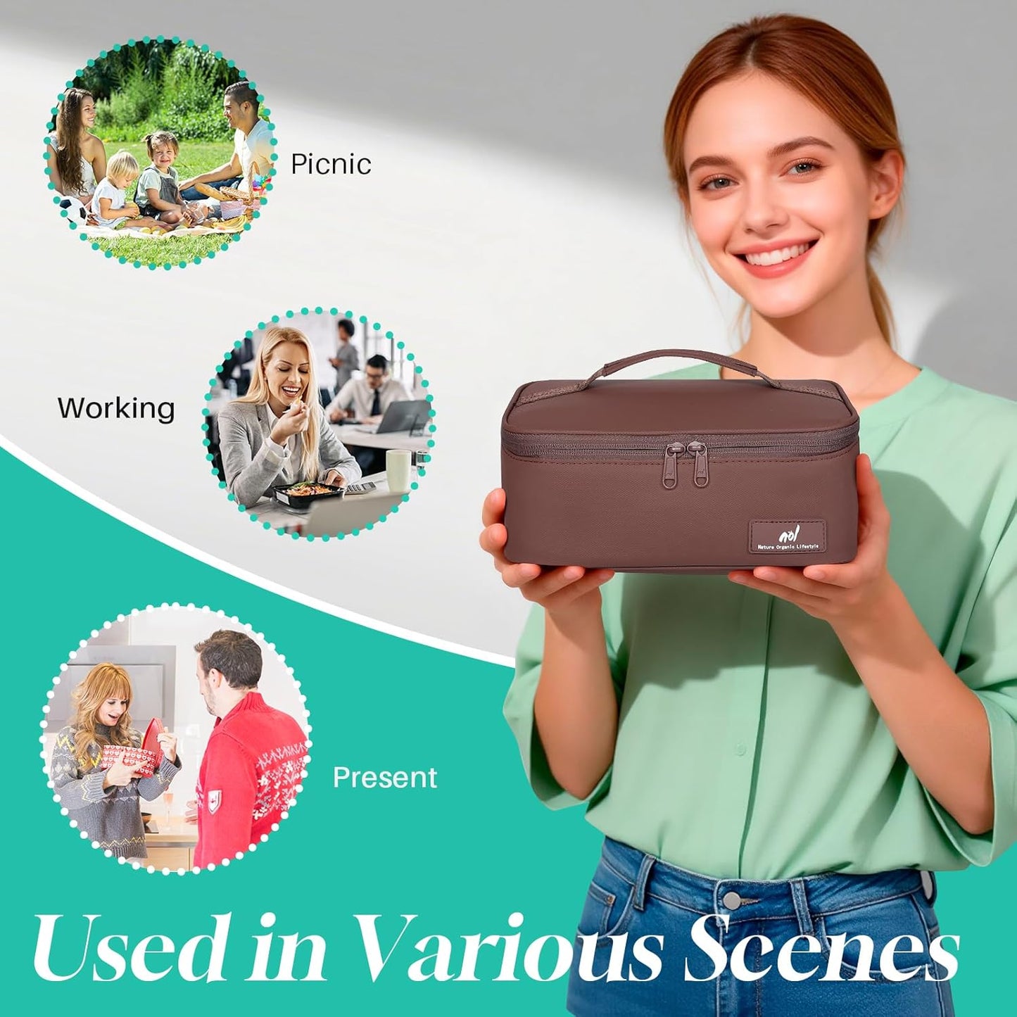 NOL Mini Insulated Lunch Bag for Women Men Kids | Small Leakproof Reusable Lunch Tote | Fits 6 Cans 330ml | Thermal Cooler for Work School Picnic Camping, Navy blue