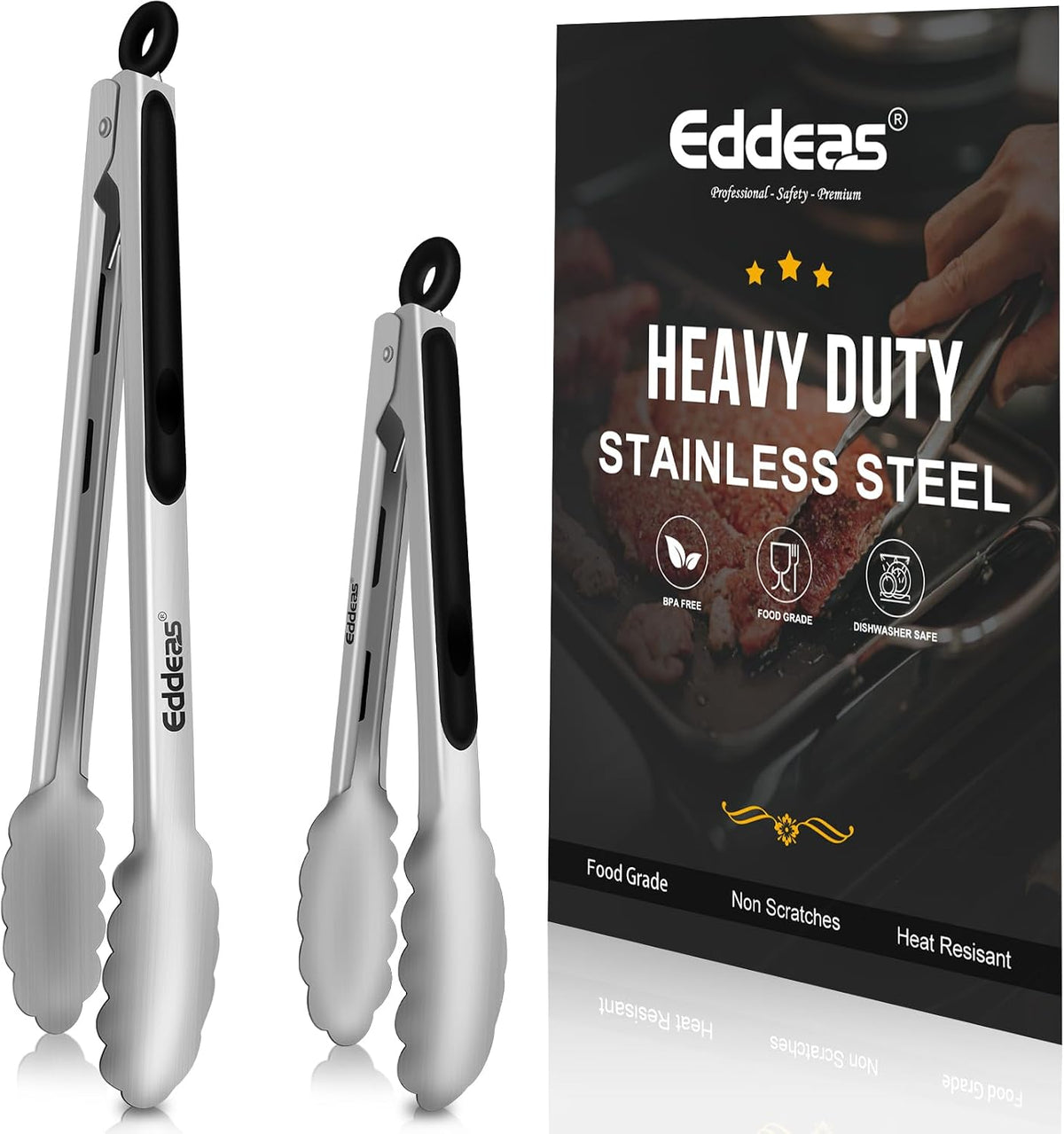 Metal Tongs For Cooking Up To 600°F Kitchen Tongs 2PCS - 9", 12 inch