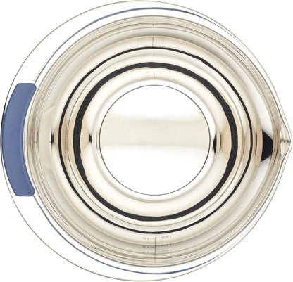 Ayesha Curry Kitchenware Pantryware Stainless Steel Nesting Mixing Bowls, 3-Piece Set, Silver with Color Accent Handles