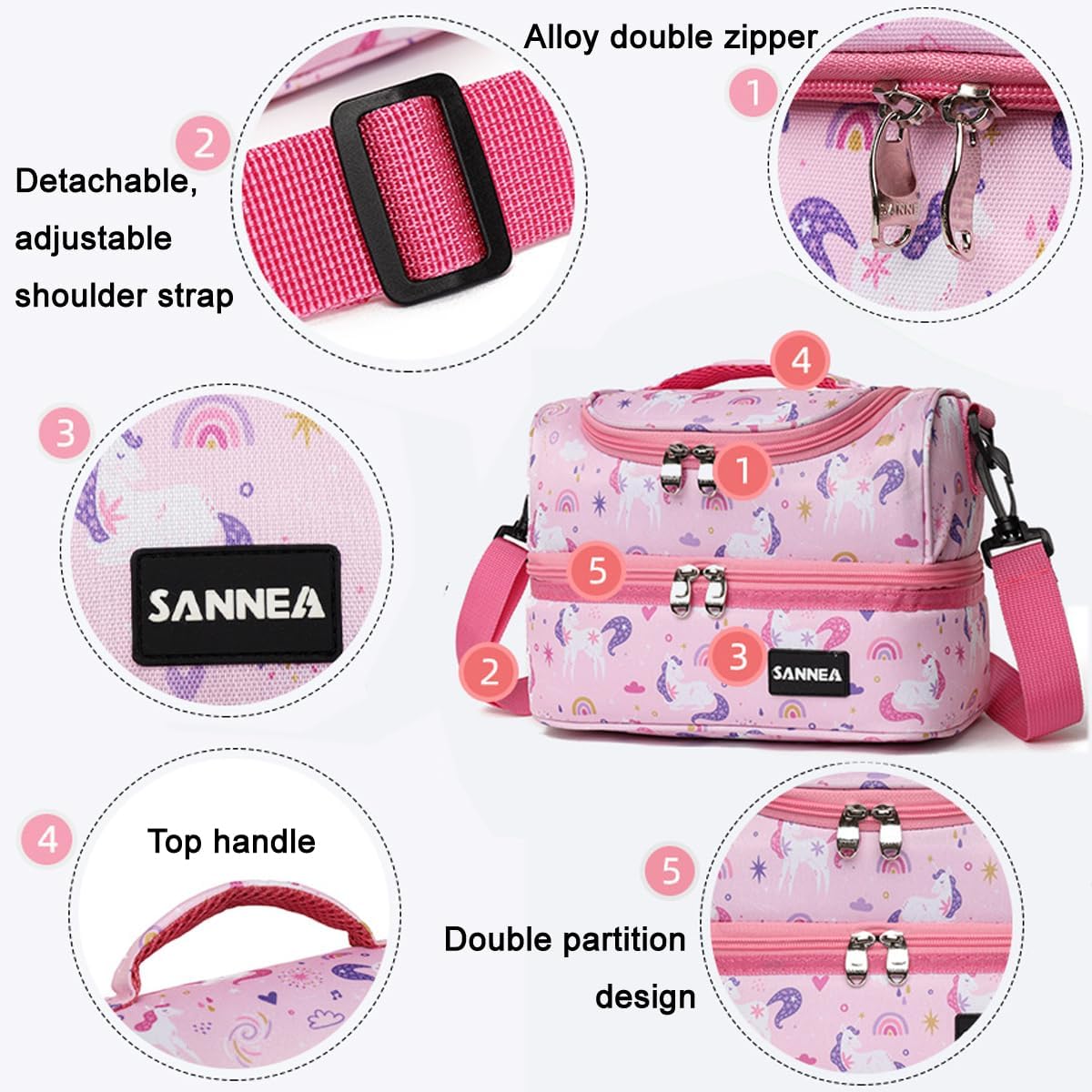 Lunch Bag for Kids Coole Lunch Box Tote for Women Girls Boys Children Student Insulated Bento Bag for School Work Picnic Outdoor Activities