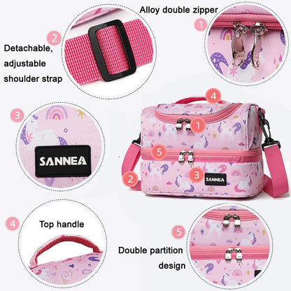 Lunch Bag for Kids Coole Lunch Box Tote for Women Girls Boys Children Student Insulated Bento Bag for School Work Picnic Outdoor Activities