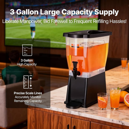 VEVOR Beverage Dispenser, 3 Gallon x 2 Drink Dispensers for Parties, Plastic Juice Dispenser with Stand Spigot Lid, Iced Tea Lemonade Juice Water Dispenser, for Restaurants, Hotels, Parties
