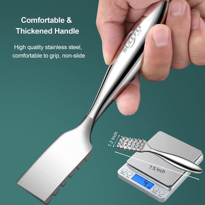 SUCCFLY Stainless Steel Fish Scaler, Wedge Sawtooth Fish Descaler Tool