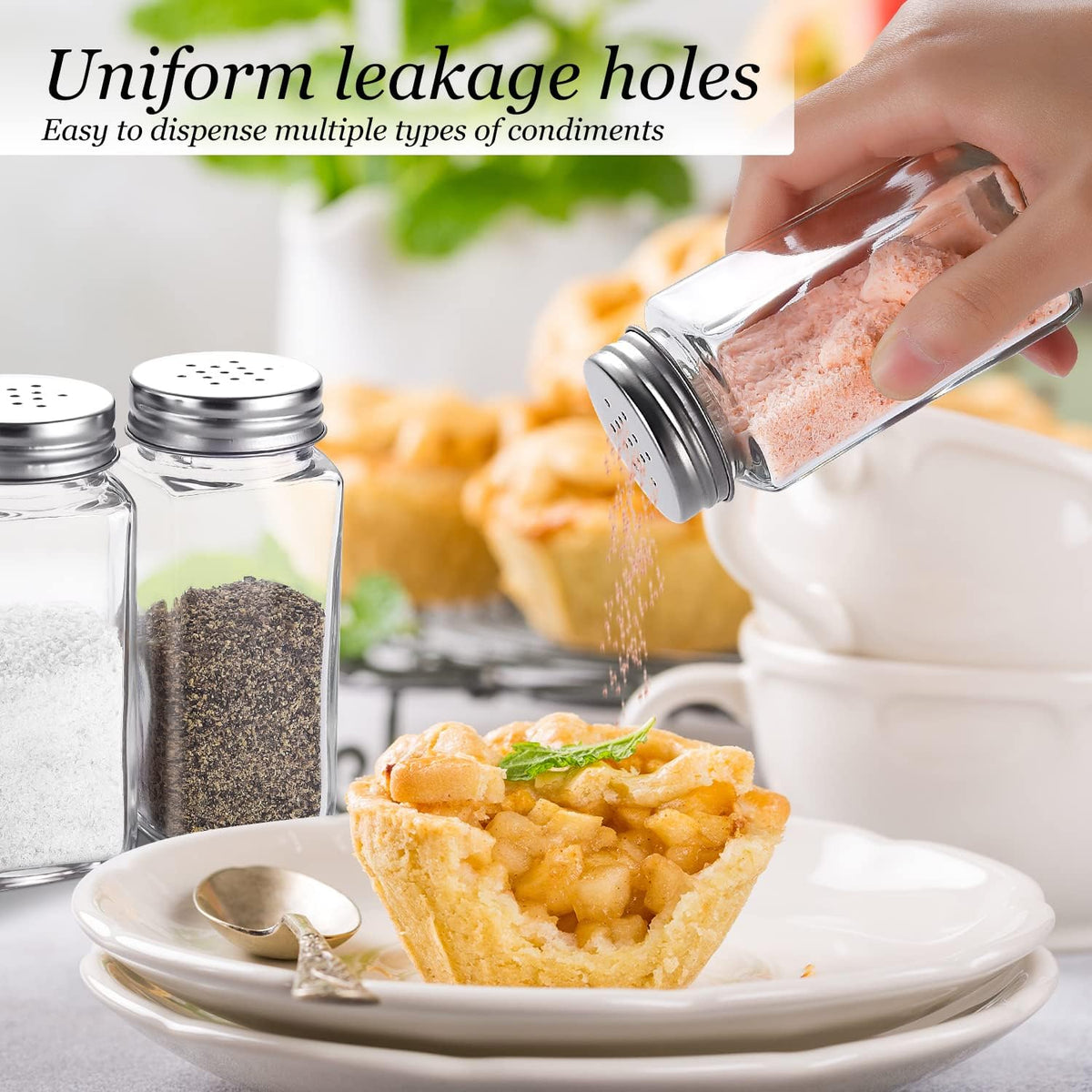 Salt and Pepper Shakers Set,Farmhouse Glass Spice Jars Kitchen Gadgets