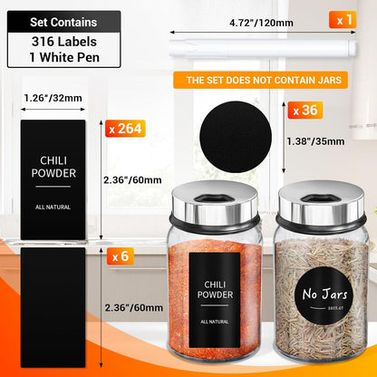 Segarty Food Label Stickers, 300 Pcs Blank Expiration Date Stickers to Write On, with 1 Black Pen, Waterproof Removable Freezer Labels for Glass Spice Jars, Canister, Food Container