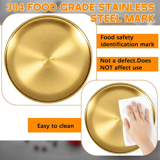 304 Stainless Steel Plates and Bowls Sets - 9 Inch Metal Camping Plates Reusable 20oz Steel Snack Bowls Feeding Serving Dinner Dishes for Adult Girls Boys