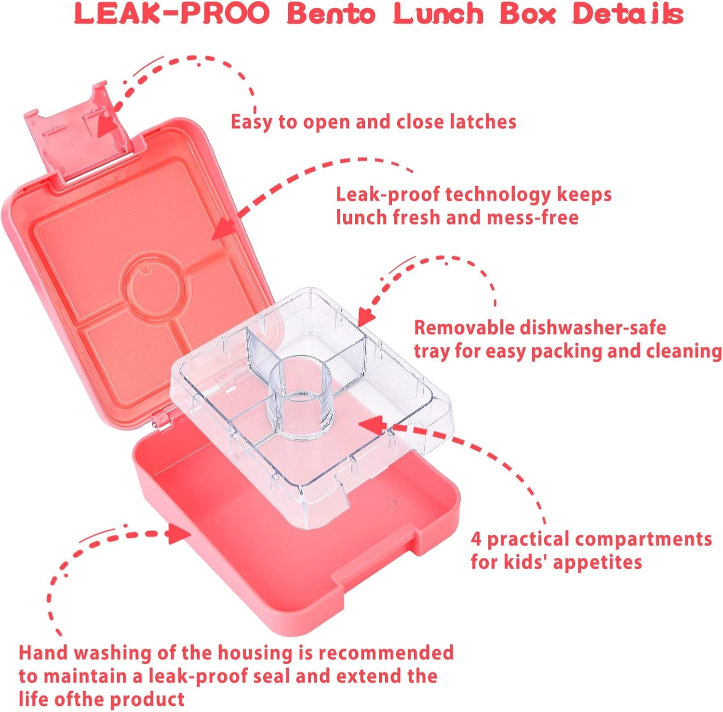 Bento Lunch Box Set for Kids with 10oz Soup Thermo, Leak-Proof Lunch Containers with 4 Compartment, Kids Thermo Hot Food Jar and Insulated Lunch Bag for Kid to School,BPA-Free(Dragon)