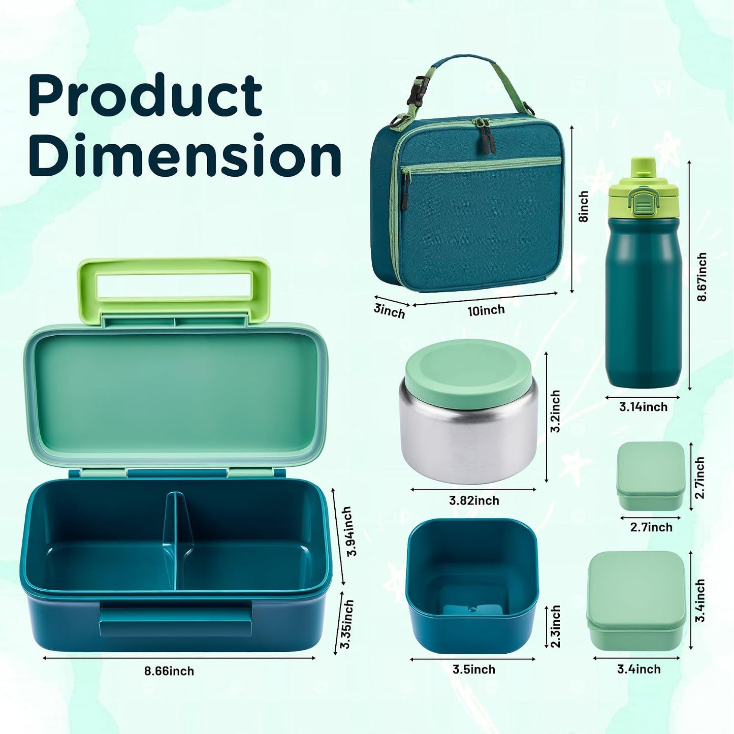 JXXM Bento Lunch Box for Kids With 8oz Thermo, Leakproof Bento Box with with 2 Compartments, Insulated Bottle, Lunch Bag, BPA Free Dishwasher Safe for School Girls Boys (Pink)