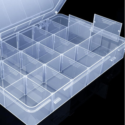 Plastic Organizer Box,12 Grids Clear Bead Organizer Compartment Box with Removable Dividers for Parts,Bead Storage Earring Container Tool Hair Accessories,10.23L x 5.31W x 1.7H inch