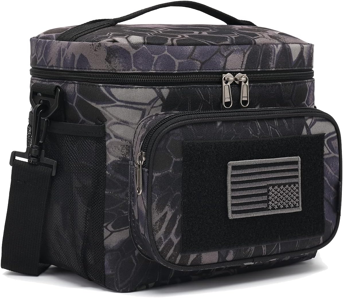 FlowFly Lunch Bag, Insulated Cooler, Thermal Lunch Box Tote with MOLLE/PALS Webbing, Adjustable Padded Shoulder Strap, for Tactical Men Women Adults and Boys Girls Kids (Cyan, Medium)