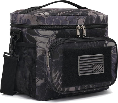 FlowFly Lunch Bag, Insulated Cooler, Thermal Lunch Box Tote with MOLLE/PALS Webbing, Adjustable Padded Shoulder Strap, for Tactical Men Women Adults and Boys Girls Kids (Cyan, Medium)