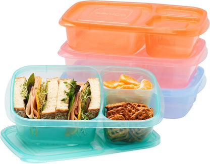 Bentgo Easyboxes - Original Stackable Lunch Boxes - Reusable 3-Compartment Food Containers for Kids and Adults - Bento Lunch Box for Meal Prep, School, & Work - BPA Free, Set of 4 (Earth Tones)