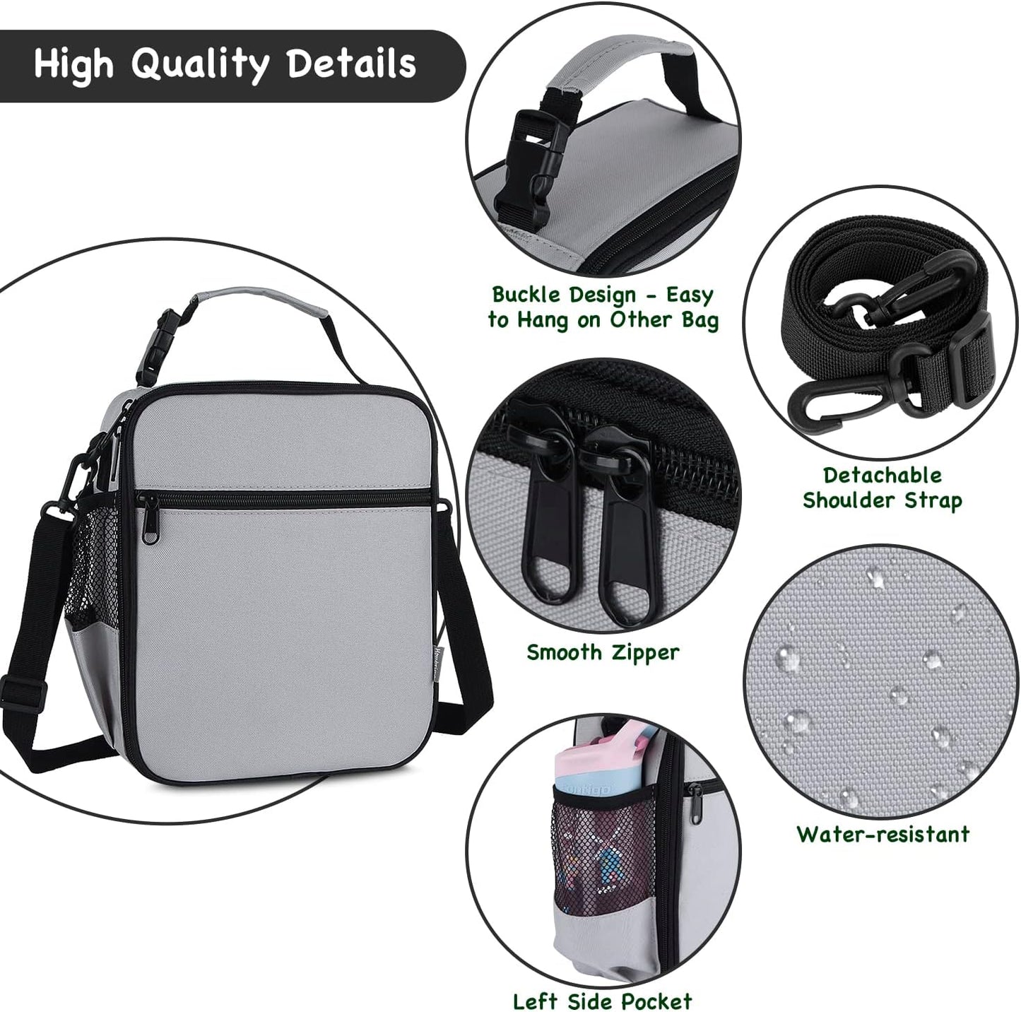 Kids Insulated Lunch Box Bag, Thermal Picnic Cool Bags with Adjustable Strap for Adults Children Women Men Boys Girls School Work (CAM-Blue)