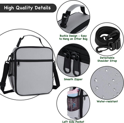 Kids Insulated Lunch Box Bag, Thermal Picnic Cool Bags with Adjustable Strap for Adults Children Women Men Boys Girls School Work (CAM-Blue)