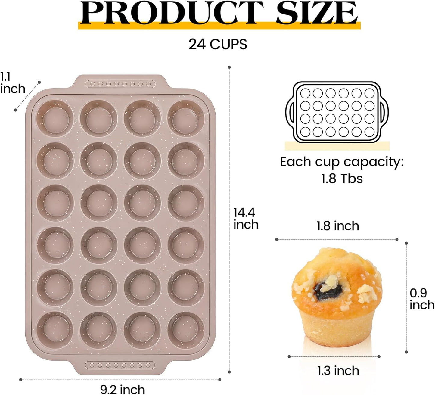 2 Pcs Silicone Muffin Pans for Baking with Metal Reinforced Frame, Nonstick Cupcake Tray for Oven, 12 Cups Regular Size Silicone Molds for Egg Bites, Dishwasher Safe (Brown, Cream)