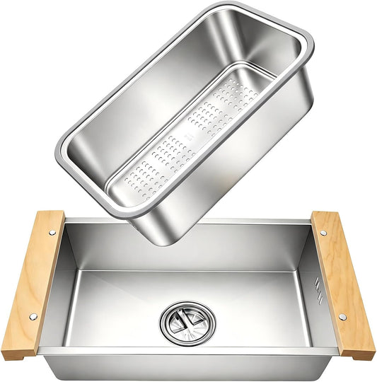 Over the Sink Colander & Dish Basin Combo,Dish Pan for Sink,Sink Wash Basin