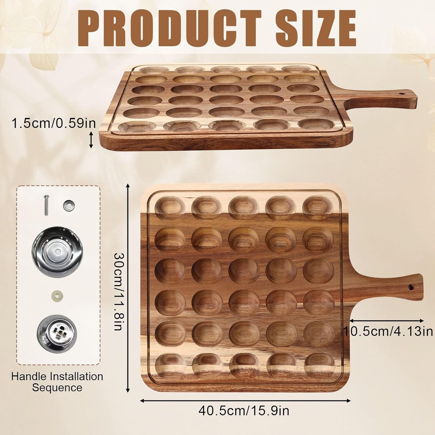 Deviled Egg Containers with Lid & Handle, Square 30 Holes Wooden Deviled Egg Storage Platter Serving Tray Carrier Food Containing Plate Holder for Home Party Supply