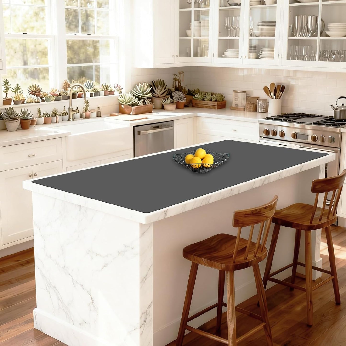 Extra Large Silicone Mat 78.7''x23.6''(200cmx60cm), Large Silicone Mats for Kitchen Counter, Multipurpose Heat Resistant Mat, Waterproof Placemat for Countertop Protector, Black
