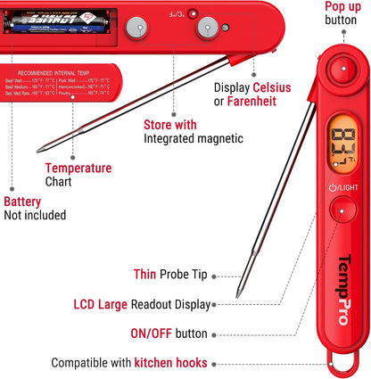 TempPro TempSwift 1 Sec Digital Meat Thermometer for Cooking