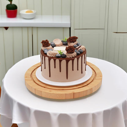 Cake Stand with Lid, Rotating Cake Holder with Dome, Wood Lazy Susan with Cover, Cake Stand for Party,Birthday,Parties,Baking Gifts(12 Inch with Dome)