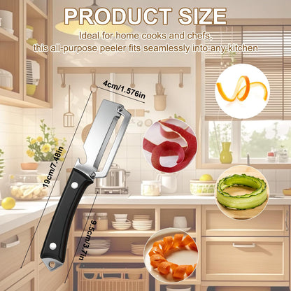 2PCS Premium Vegetable Peeler with Wooden Handle and Bottle Opener,Multifunctional 2-in-1 Stainless Steel Kitchen Tool for Potato Fruit Pineapple Pumpkin Papaya Carrot Vegetable Peeler(Mix)