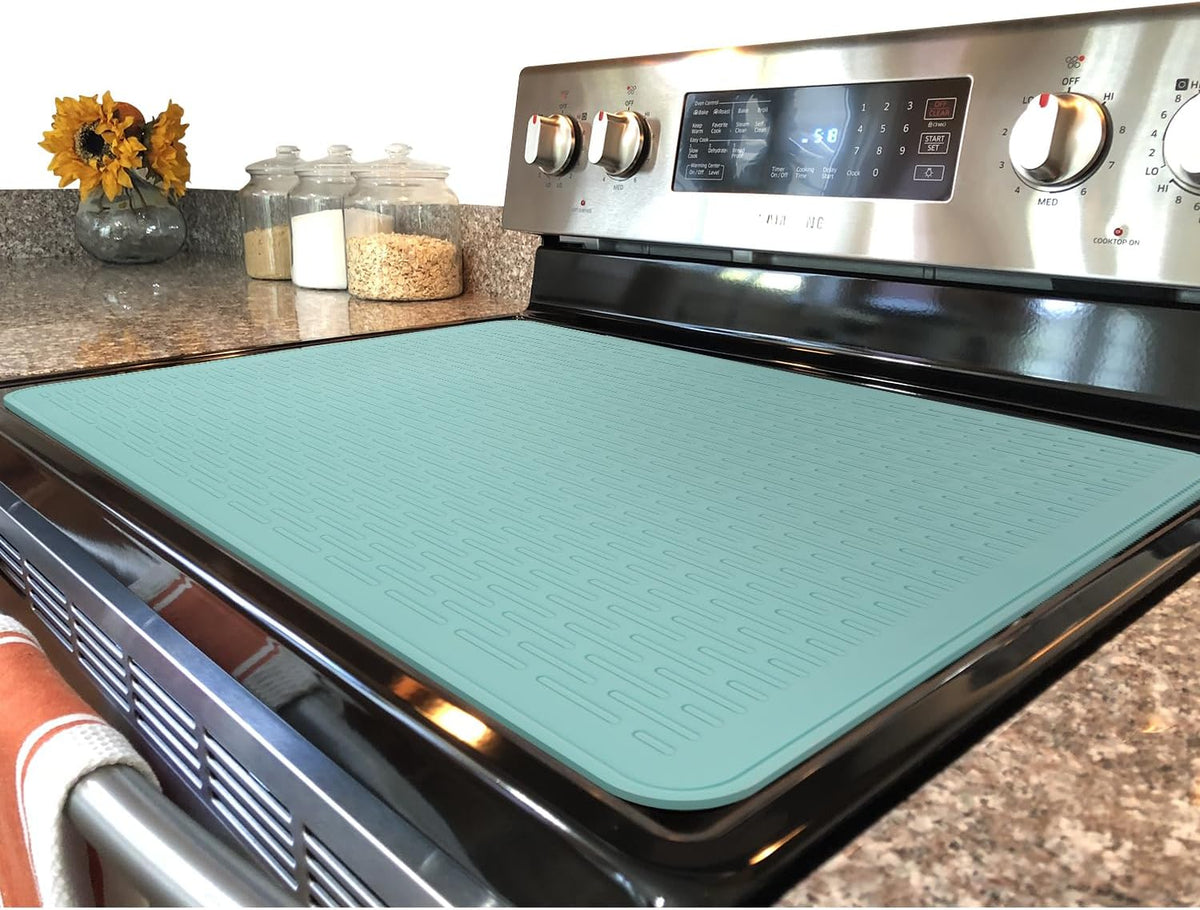 YUHFERA Stove Top Cover for Electric Stove - Silicone Stove Mat for Glass Top, Glass Cooktop Protector For Kitchen,Multi-functional Oven Covers for Electric Stove (Black,28 x 20)