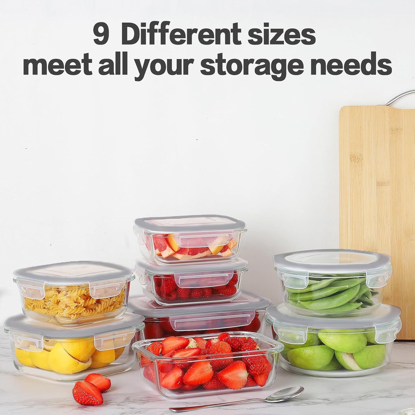 HOMBERKING 24pc Glass Food Storage Containers with Lids, Glass Meal Prep Containers, Airtight Bento Boxes, BPA Free & Leak Proof, Pantry Kitchen Storage(12 lids & 12 Containers) - Purple