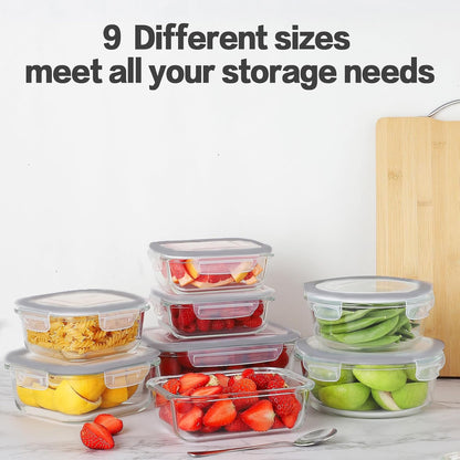 HOMBERKING 24pc Glass Food Storage Containers with Lids, Glass Meal Prep Containers, Airtight Bento Boxes, BPA Free & Leak Proof, Pantry Kitchen Storage(12 lids & 12 Containers) - Purple